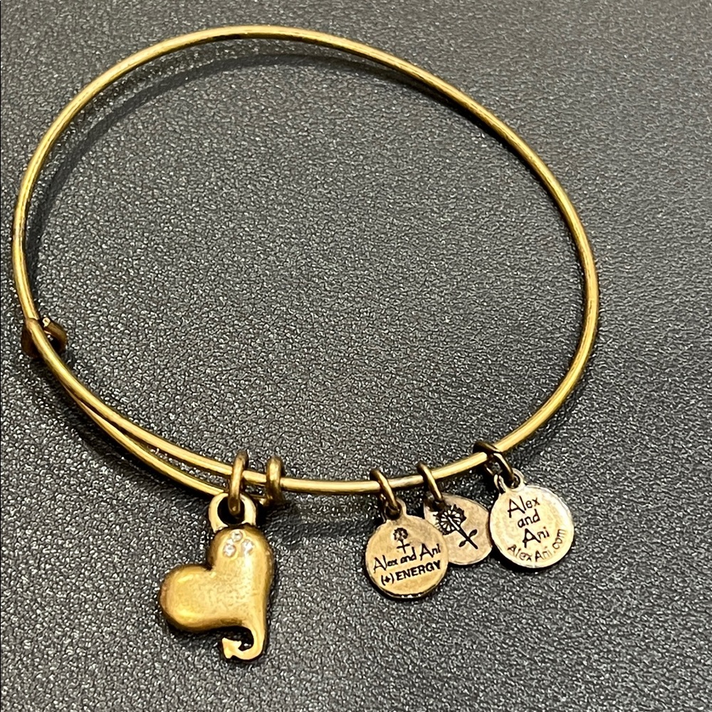 Alex and Ani Gold Heart Charm Bracelet